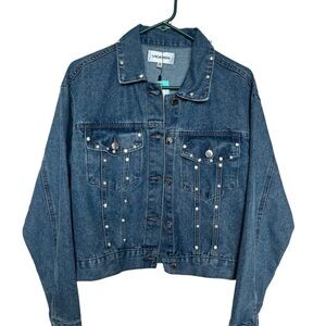 Vigoss Blue Studded Jean Jacket Cropped Style